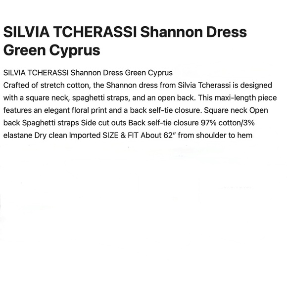Silvia Tcherassi Shannon Green Cyprus printed Cotton Dress Sz L New with… - Picture 8 of 15
